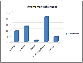 figure 7: shows the frequency of involvement of the sinuses.figure 7: shows the frequency of involvement of the sinuses.figure 7: shows the frequency of involvement of the sinuses.