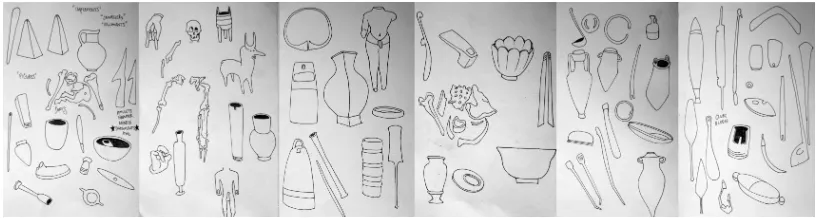 fig. 1: Original line drawings of various artifacts  