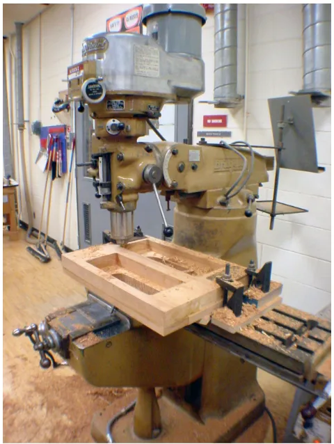 fig. 14: Hollowing out the base on the Bridgeport Milling Machine