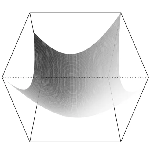 Fig. 3. Surface plot of a linear model (LM) fit of the 2D Weierstrass test function.