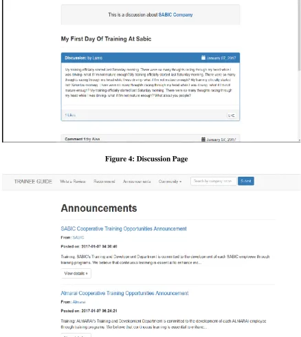 Figure 5:  Announcement Page 
