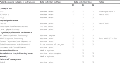 Table 2 Effect evaluation: Data collection of patient outcome variables
