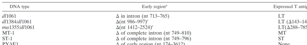 TABLE 1. Polyomavirus genomes and T-antigen expression