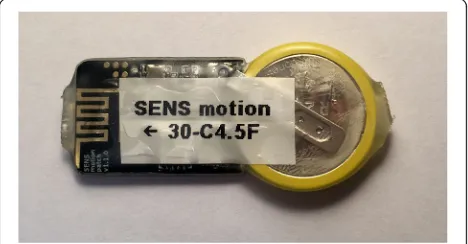 Fig. 1 Image of internal components of an accelerometer device –thigh worn SENS Motion Plus device, which measures 20 mm × 50mm × 3.5 mm