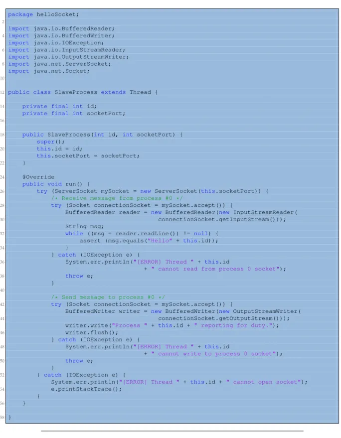 Figure 2.6 contains the code for the slave processes.