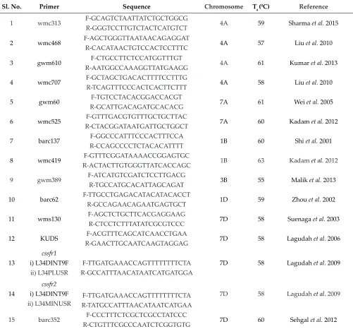 Table 1: List of primers with their references used for confirmation of wheat leaf rust resistance gene Lr34