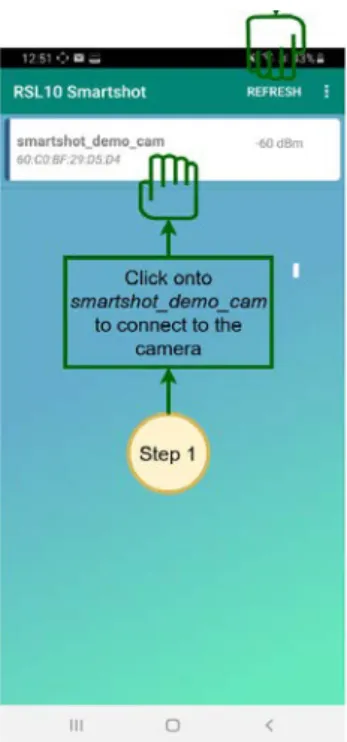 Figure 2. RSL10 Smart Shot Mobile App  Connect to the Camera  
