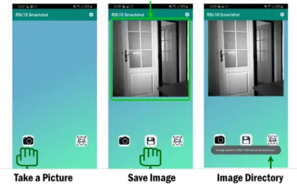 Figure 3. Using the RSL10 Smart Shot App to Capture and Save a Picture 