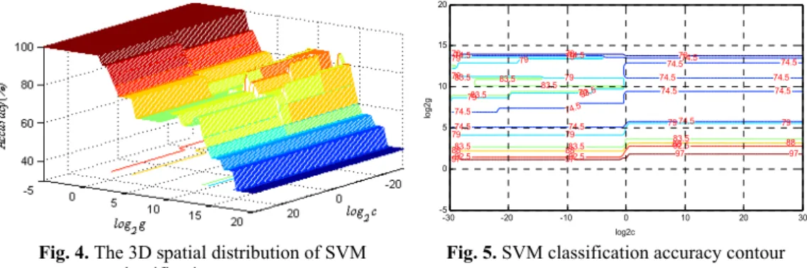 Fig. 4. The 3D spatial distribution of SVM  classification accuracy 