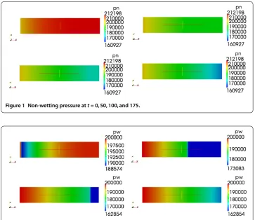 Figure 1 Non-wetting pressure at t = 0,50,100,and 175.