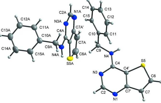 Figure 2Part of the crystal structure, showing the formation of one-dimensional chains as well as non-covalent ineteractions 