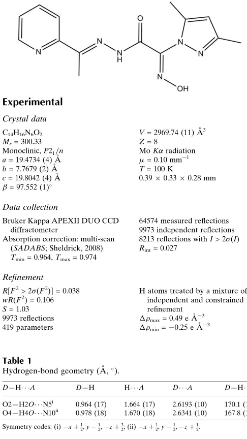 Table 1Hydrogen-bond geometry (A˚ , �).