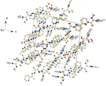 Figure 2Crystal packing viewed along b-axis. Hydrogen bonds are indicated by dashed lines