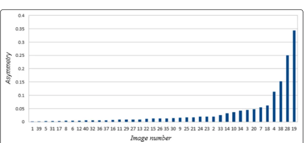 Fig. 8 Lesion binary images. Twelve lesion binary images with mostAsymmetry_NEF value on Lee’s database