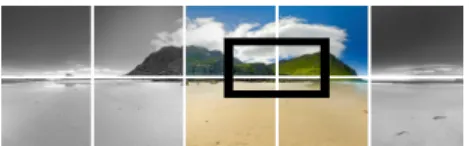 Fig. 6. In tiled VR streaming, the 360° video is divided into spatial regions. Only tiles belonging to the viewport are streamed at the highest quality, to save bandwidth.