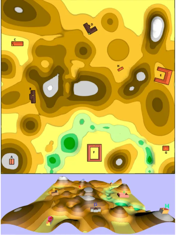 Figure 1. An example of a 2D and 3D version of an experiment dealing with visibility. 