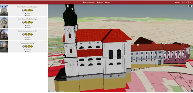 Figure 9: 3D visualization of important historical buildings in Klatovy. 