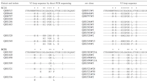 TABLE 2. Amino acid sequence alignment of HIV-1 envelope V3 loopsa