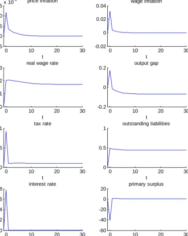 Figure 4.1: Optimal dynamics under imperfect price and wage ‡exibility