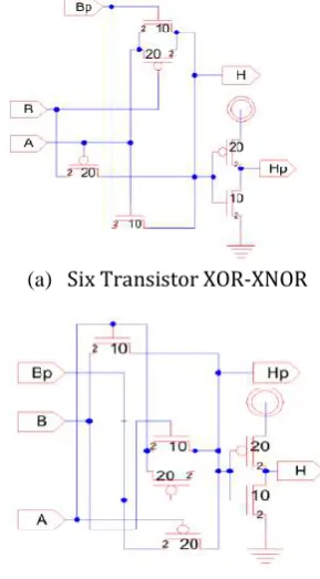 Fig 5(a) uses six transistors and Fig 5(b) uses four 