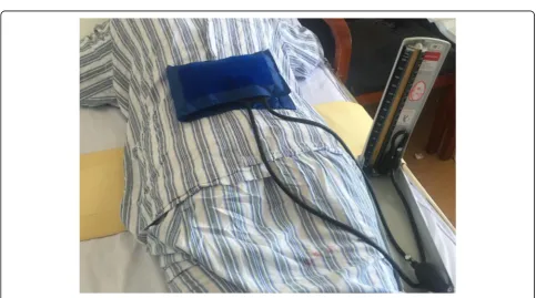 Fig. 1 Dressing was folded into a shuttle shape to counteract the lumbar lordosis