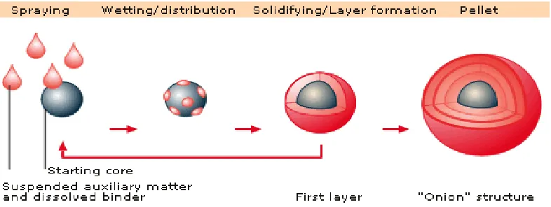 Fig.No.6: Depicts the principle of solution and suspension layering, 