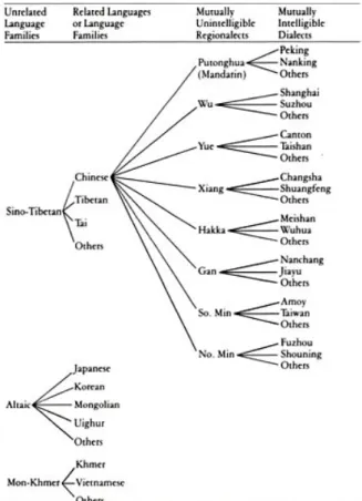 Figure 3: Chinese in its linguistic context (DeFrancis 1984, p. 67).