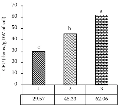 Figure 1. Average number of microorganisms isolated from the soil after oat (1), spring vetch (2) and tansy phacelia (3) cultivation (means from the years 2006–2008)