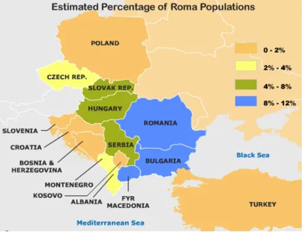 Figure 1 Roma population map (The World Bank 2007) 