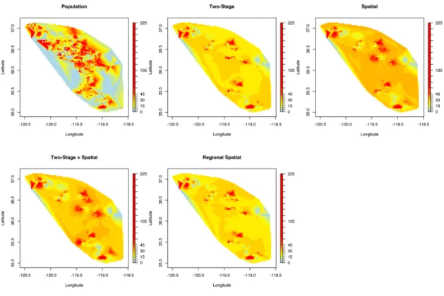 Figure 3: Interpolated surfaces using the population (truth) and posterior predictive samples from the four models.