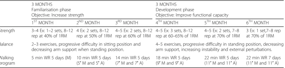 Table 1 Multicomponent exercise program’s technical content