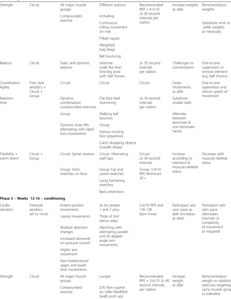 Table 2 Specifics of exercise intervention (Continued)