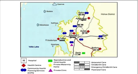 Fig. 1 Map of maternal health care in Kpando