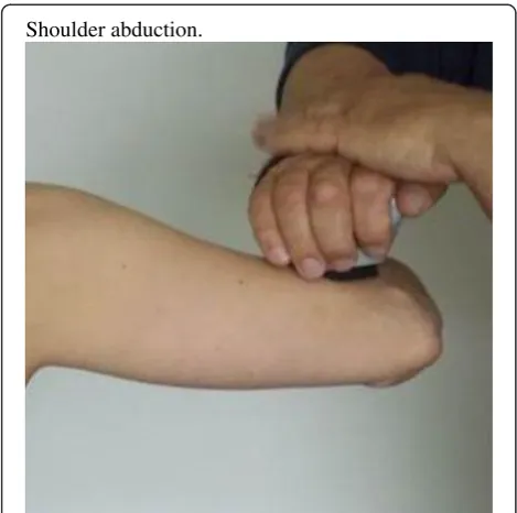 Figure 3 Positions hand held dynamometer shoulder abduction.