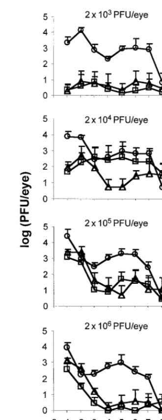 FIG. 4. Effect of viral dose on the efﬁciency of acute replication of n212 and7134 in eyes
