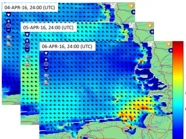 Figure 3. COSYNA product “Surface Current Fields in the German Bight” (snapshot 4–6 April 2016, COSYNA data portal, based on thealgorithm described in Stanev et al., 2015).