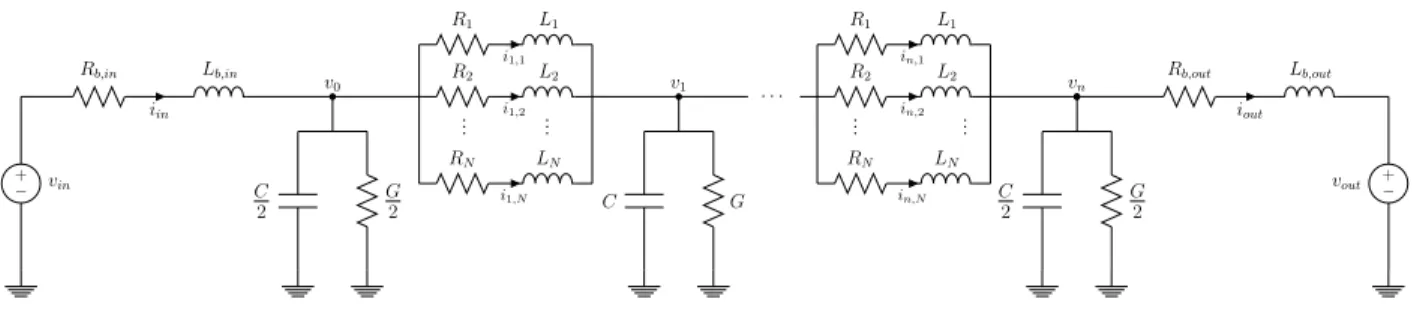 Figure 5. Equivalent cable model for a frequency-dependent state-space representation.