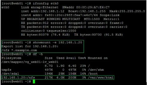 Figure 5.1. Status of Shared Storage for Load Balancing Node which service (NFS) is configured in Cluster