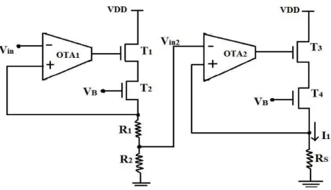 Figure 7. V-I convertor using bulk-driven OTA