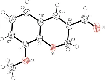 Figure 2Part of the crystal structure with weak intermolecular C—H···O hydrogen bonds shown as dashed lines