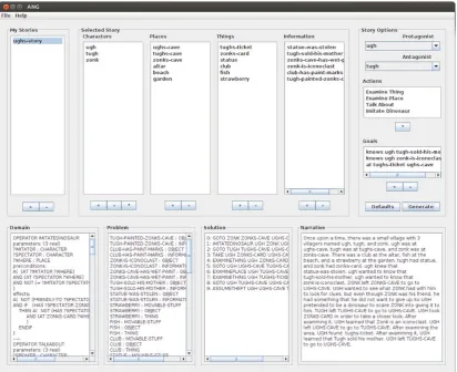 Figure 2. The main user interface after all story elements have been inserted, and a story has been generated