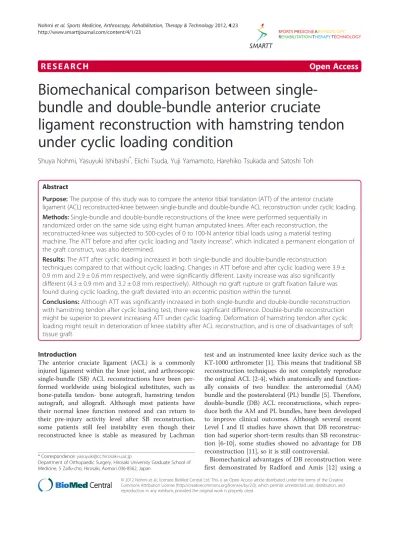 Biomechanical Comparison Between Single Bundle And Double Bundle