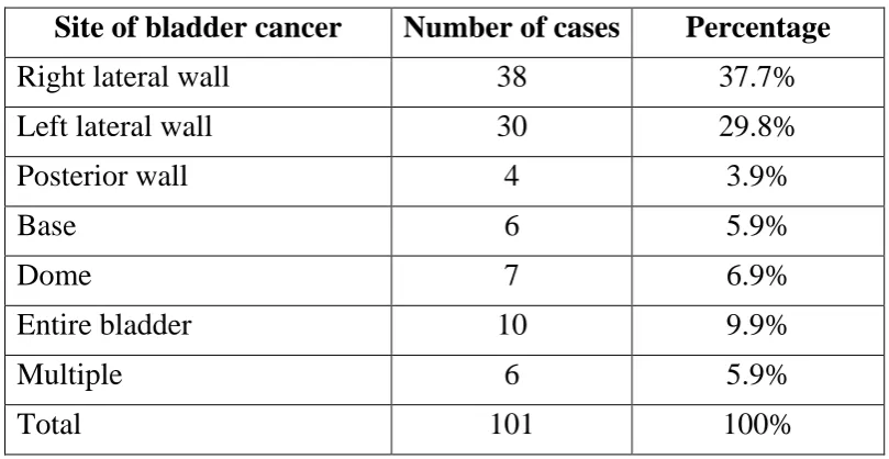TABLE : 3 - SEX DISTRIBUTION IN TRANSITIONAL CELL 