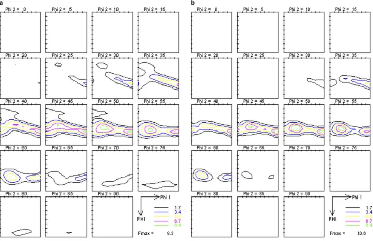 Fig. 2. Texture measurement and approximation with 24 components of DX53. (a) Measurement and (b) approximation.