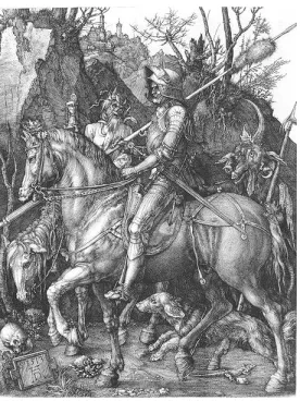 Figure 2.2: Albrecht D¨urer, Knight,Death and the Devil copper engraving in the Mu-