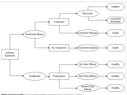 Figure 1 Decision model. Decision analytic model for a bioterrorist attack with bacillus anthracis