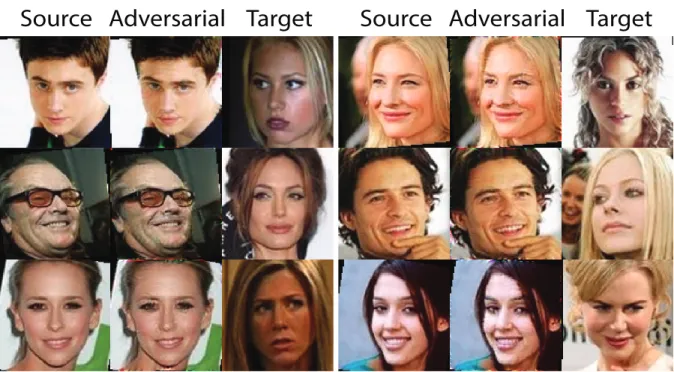 Figure 4.3: Examples of adversarial images on Face Recognition (P = 0.003).