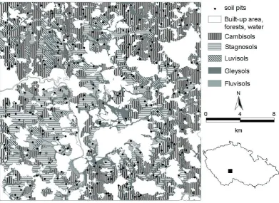 Table 1. Density of soil profile pits for different geomorpho-logic-lithographic categories