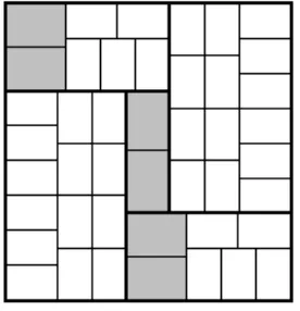 Figure 1: Pinwheel tiling of a 34 � 33 rectangle with 4 � 6 tiles in white and 5 � 7 tiles in grey.