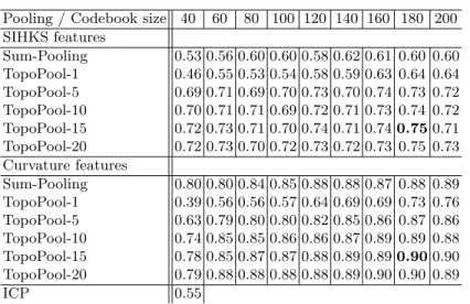 Table 1. Mean accuracy obtained on the SHREC 2014 dataset.